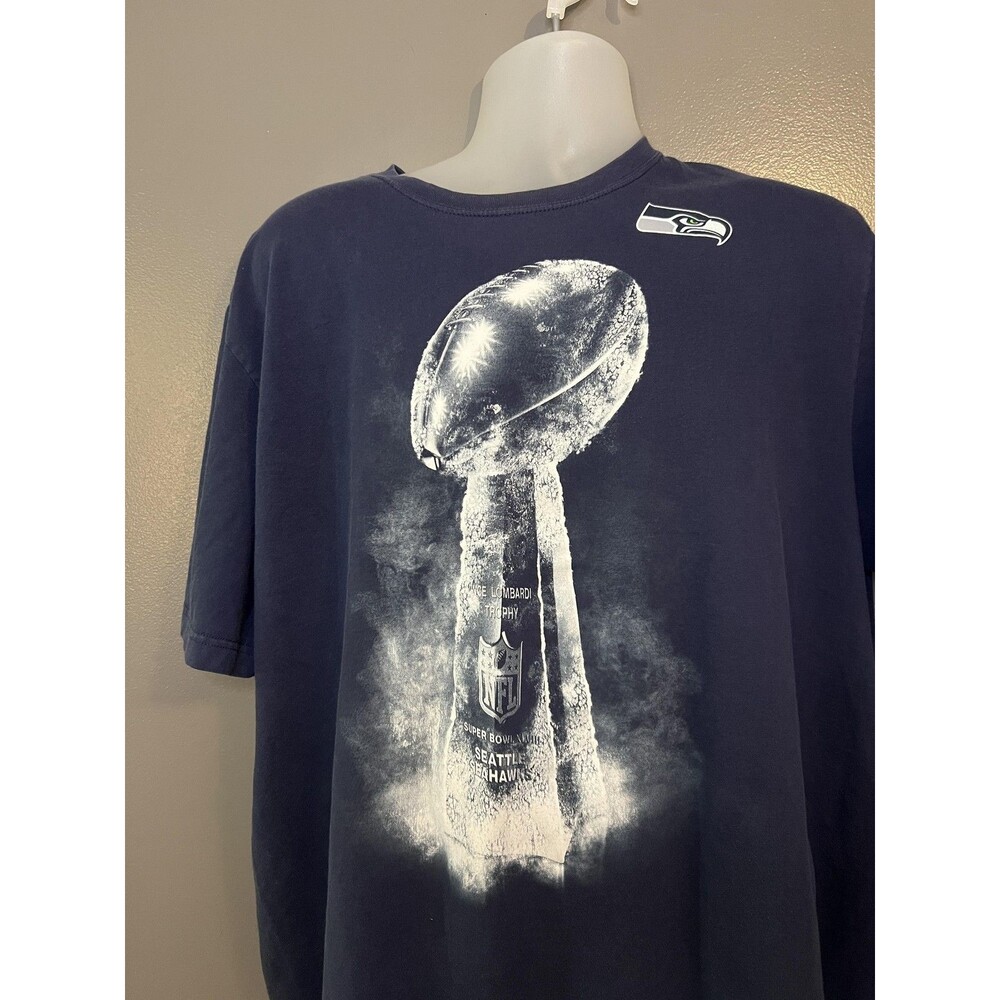 Seattle Seahawks Shirt Mens 2XL Blue NFL Football Super Bowl XLVIII Nike Tee